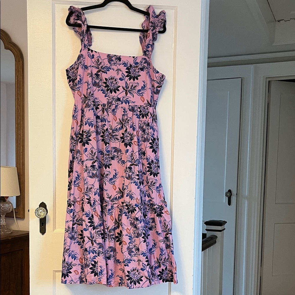 J.Crew Floral Squareneck Ruffle-Strap Midi Dress